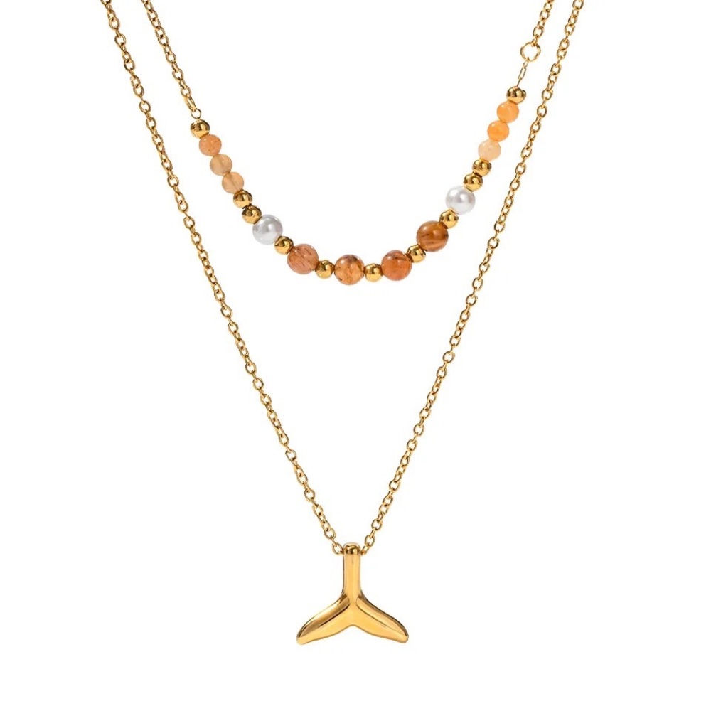 18k Gold Plated Mermaid Beads Necklace - Picture 6 of 9